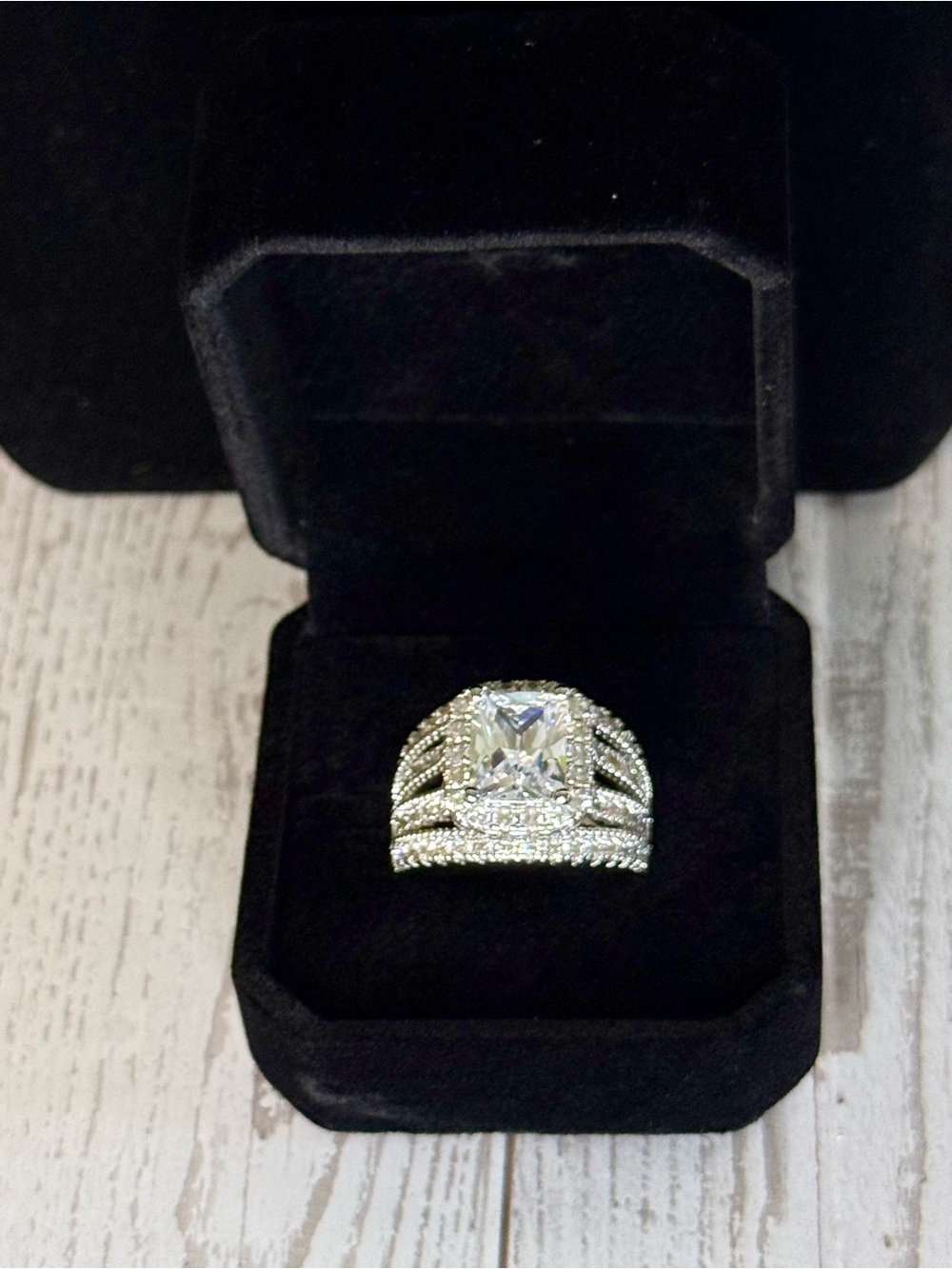 Silver White CZ Statement Cocktail Ring - Women Jewelry